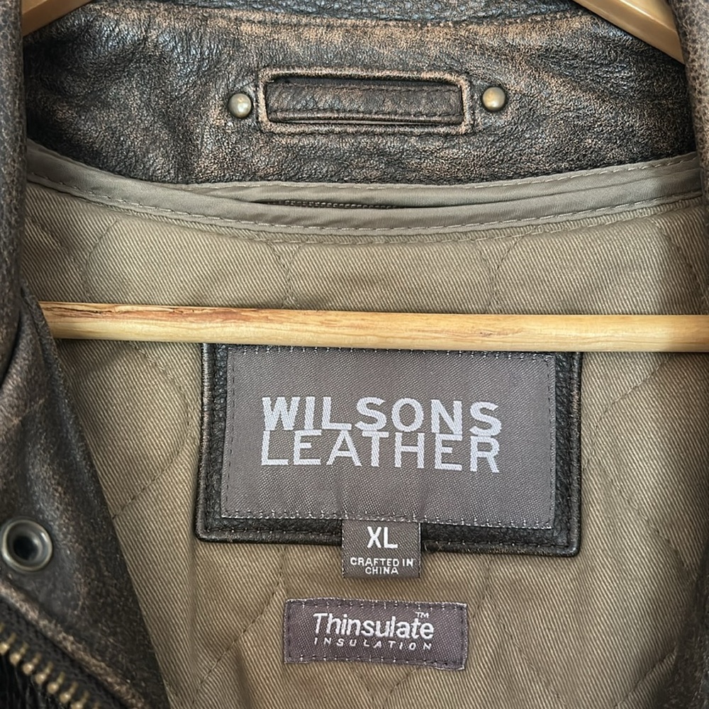 Vintage Wilsons Leather Brown Leather Jacket XL Thinsulate Removable Lining - Picture 2 of 16